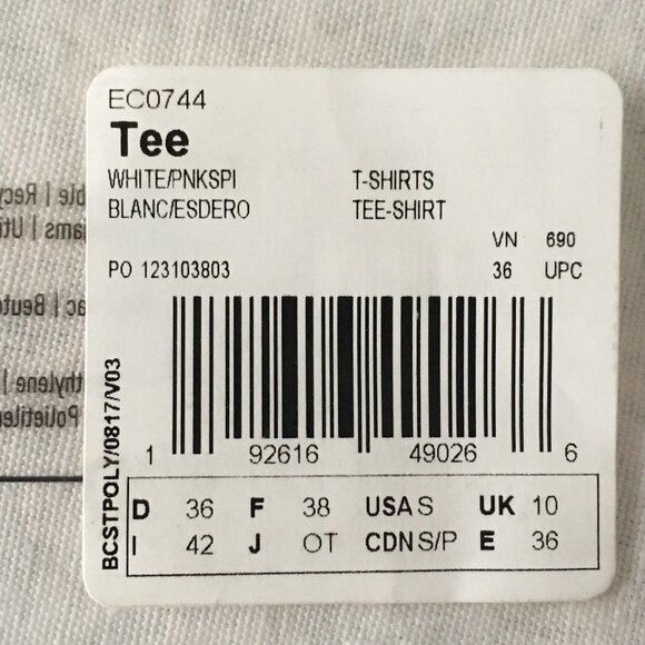ADIDAS Originals tee short sleeve top white pink black trefoil t-shirt sz s nwt - Picture 5 of 11